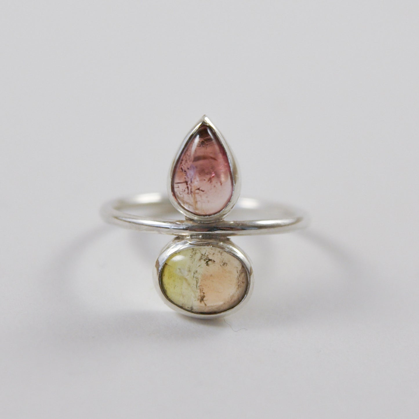 Iris, bague en argent 925 et 2 tourmalines taille 55FR