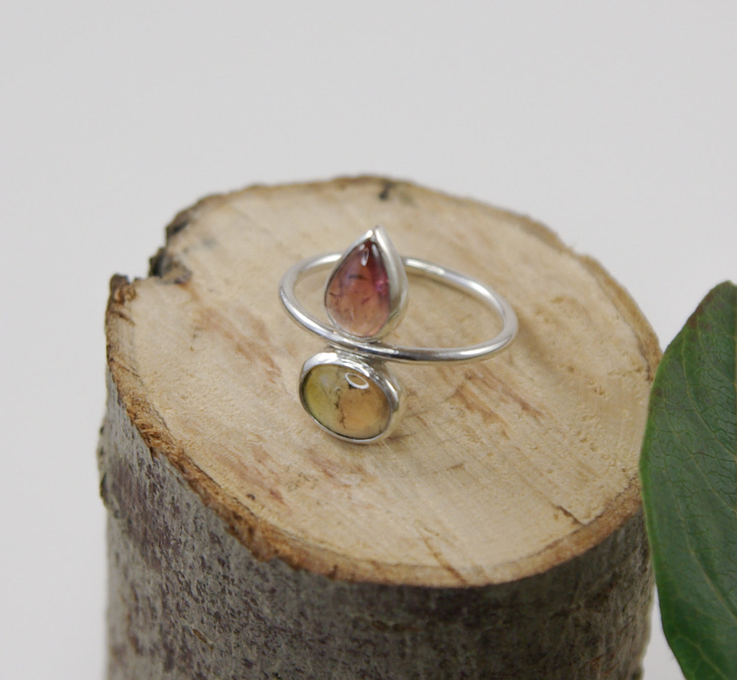 Iris, bague en argent 925 et 2 tourmalines taille 55FR