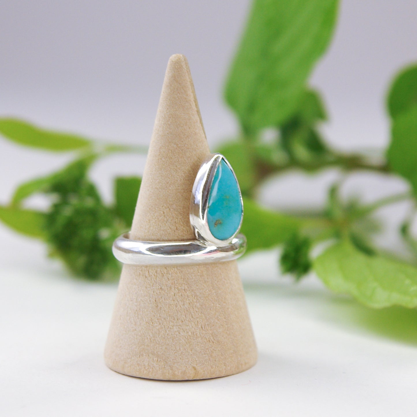 Bague en argent 925 et turquoise poire taille 55FR