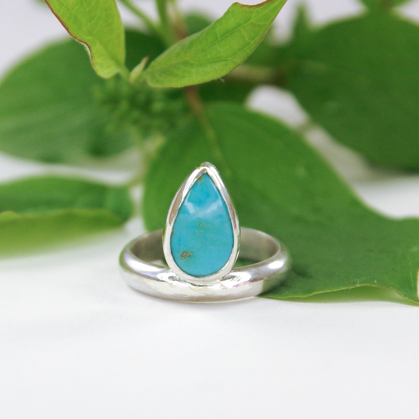 Bague en argent 925 et turquoise poire taille 55FR