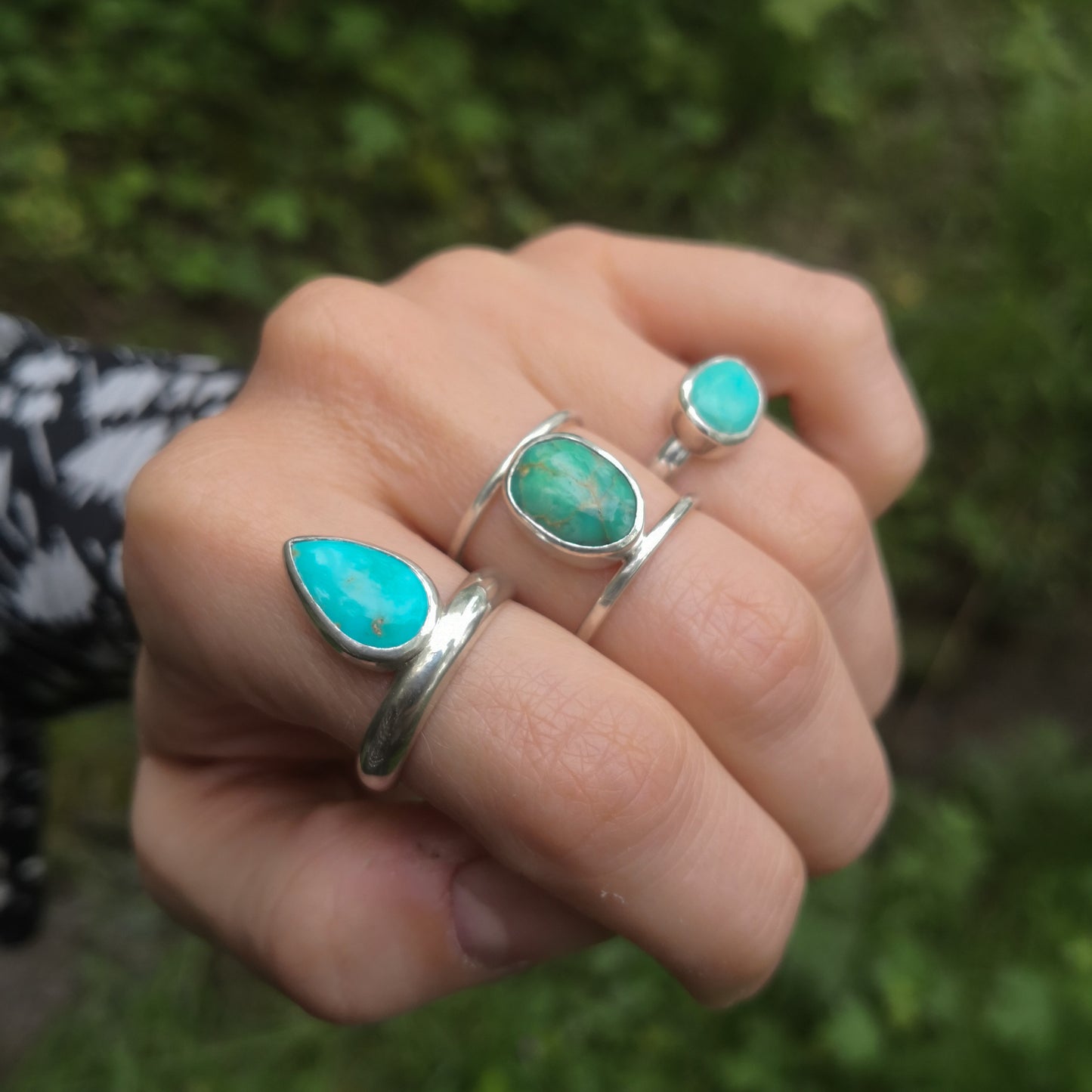 Bague en argent 925 et turquoise poire taille 55FR