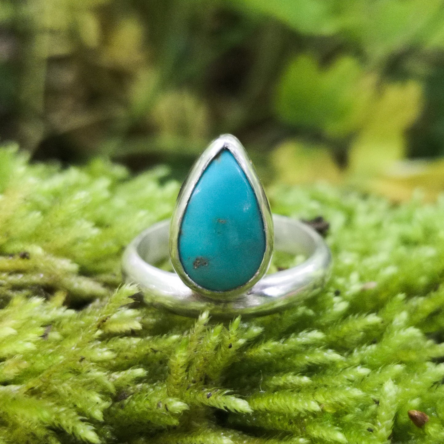 Bague argent 925 turquoise poire détail face- Judith Collet bijouterie