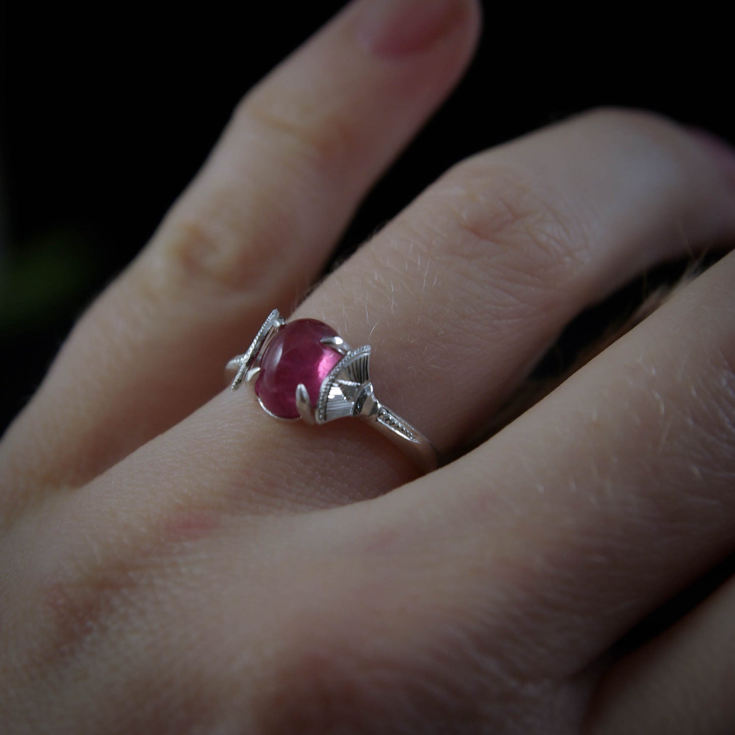 Bague en Argent Tourmaline Rose serti griffe 52 FR