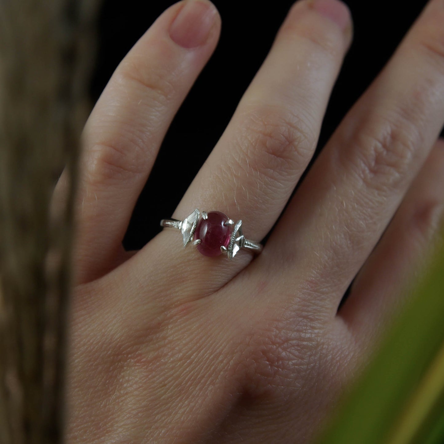 Bague en Argent Tourmaline Rose serti griffe 52 FR