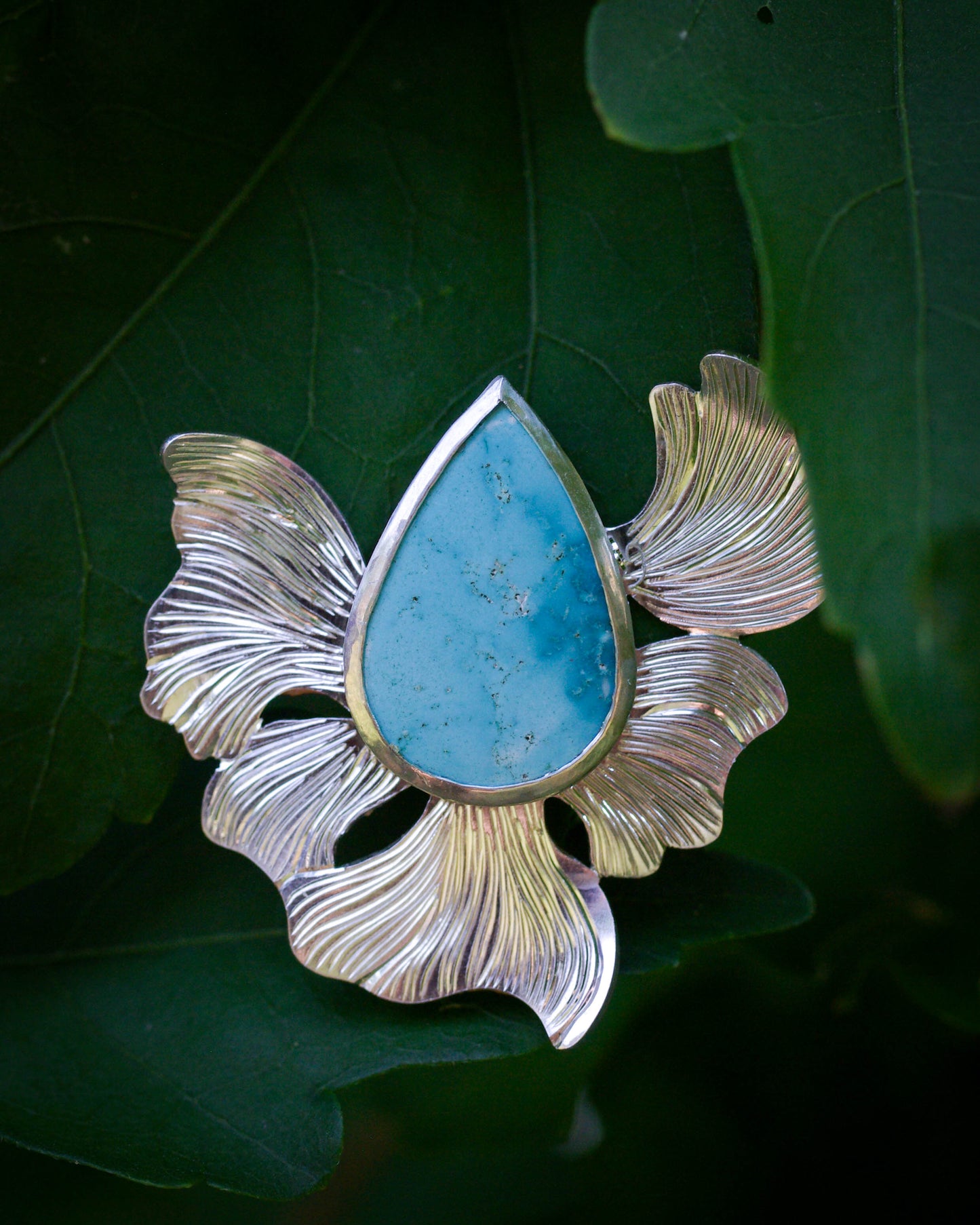 Boucles d’oreilles Fleur Azurae – Argent 925 et turquoise naturelle