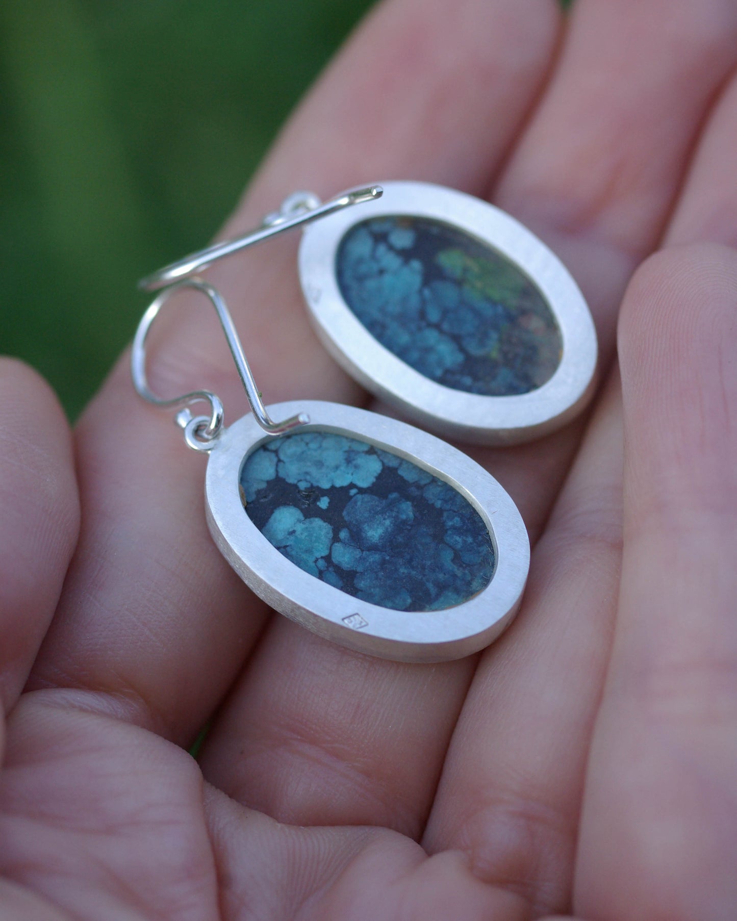 Boucles d’oreilles Turquoise Spiderweb Ovale – Argent 925