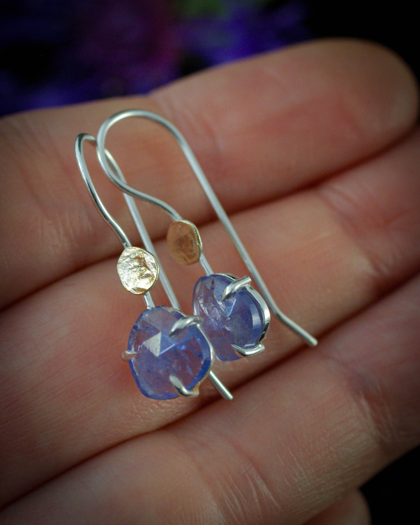 Boucles d’oreilles tanzanites et or 585, mini-collection Violet