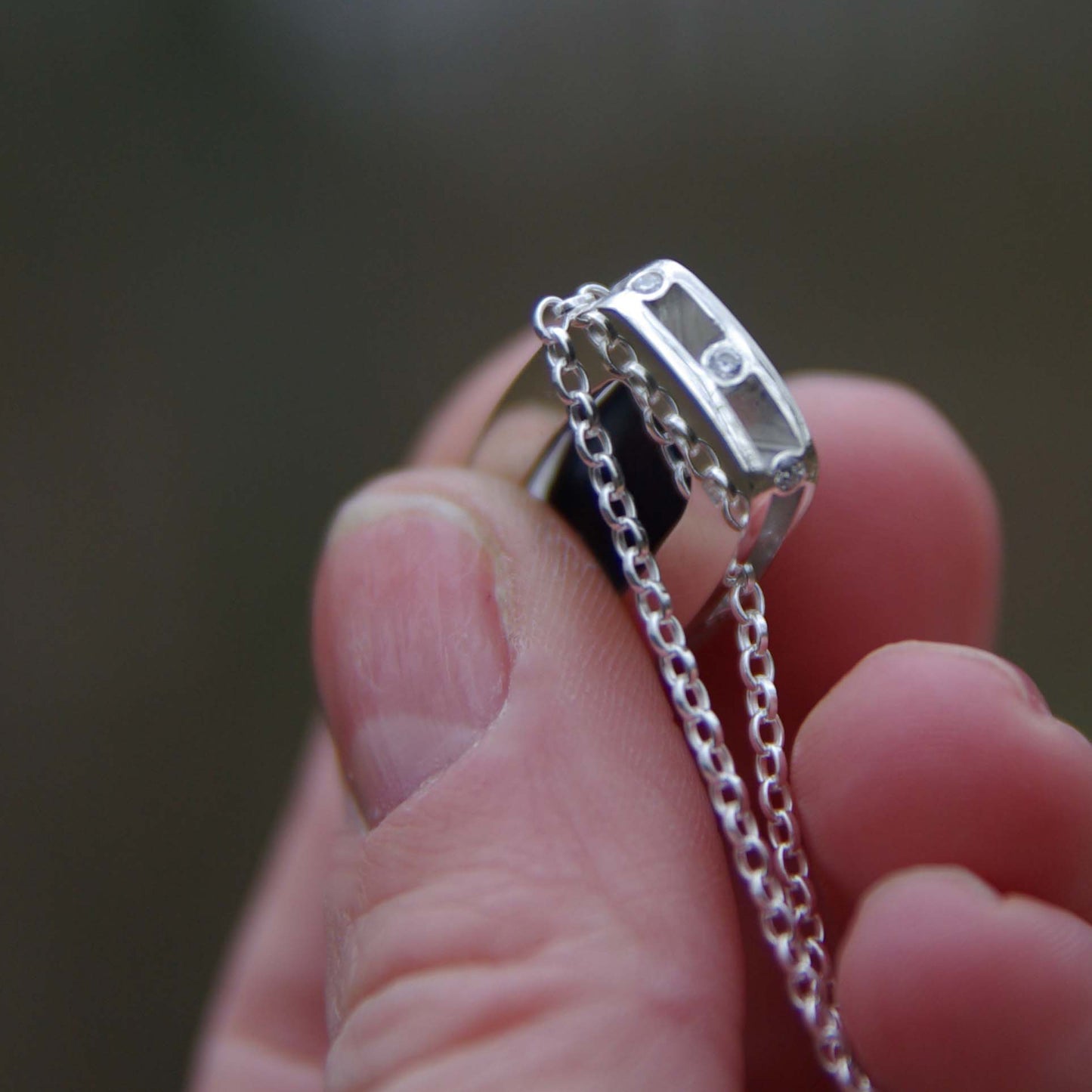 Pendentif en Argent avec Cyanite bleue (grand modèle), Mini-collection Astra Nox