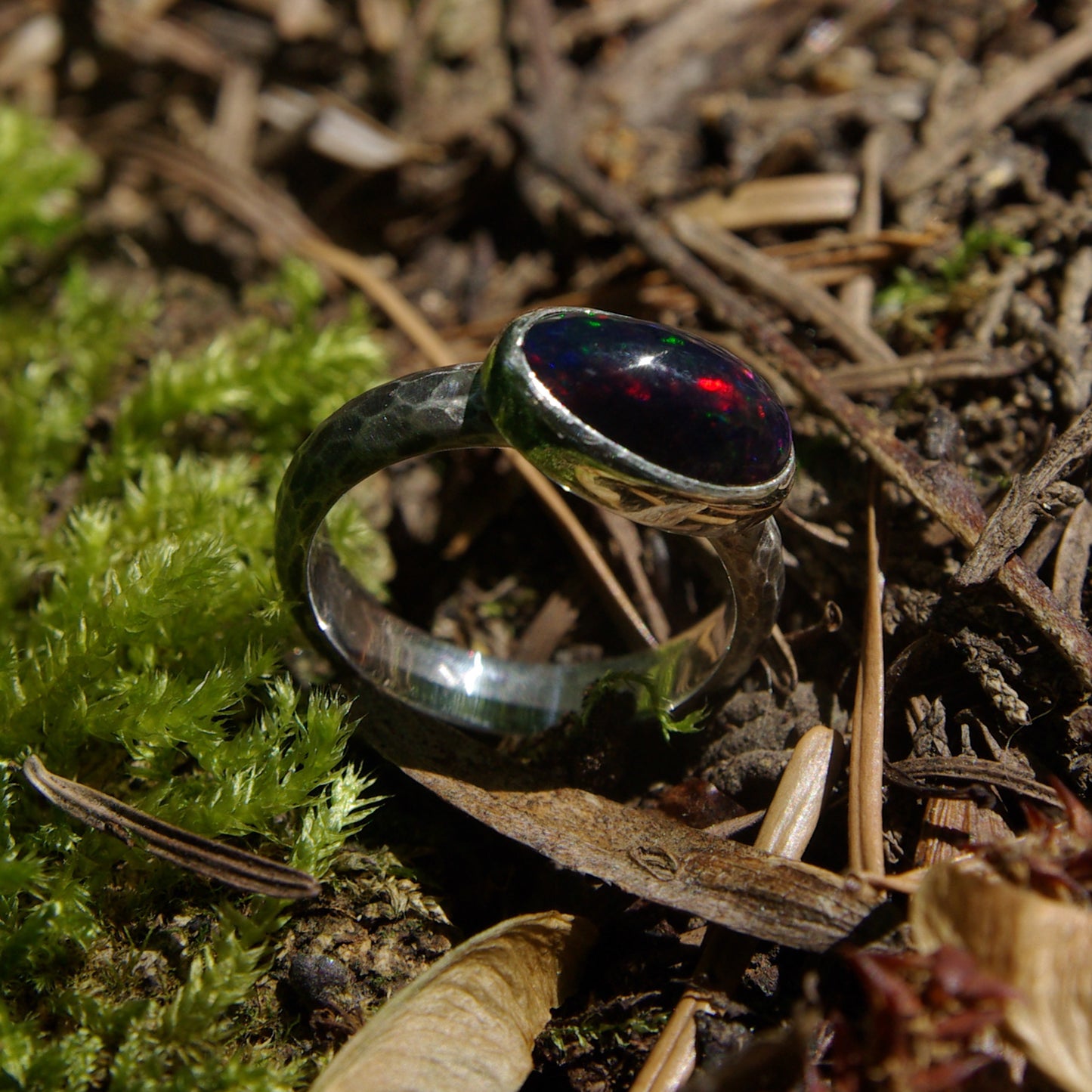Artemis, bague en argent et opale fumée taille 53 1/2 FR