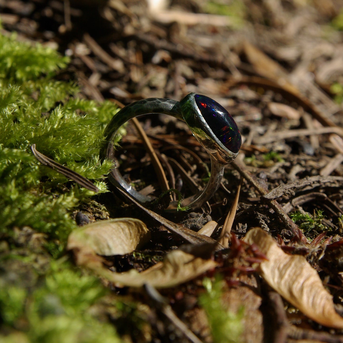 Artemis, bague en argent et opale fumée taille 53 1/2 FR