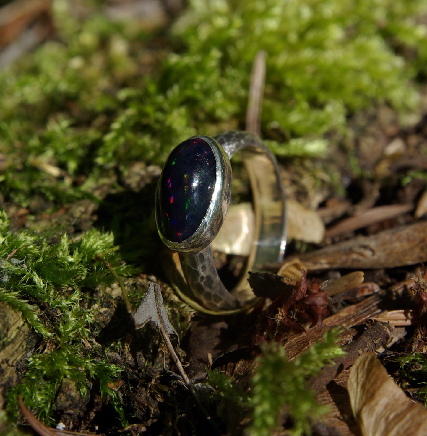 Artemis, bague en argent et opale fumée taille 53 1/2 FR