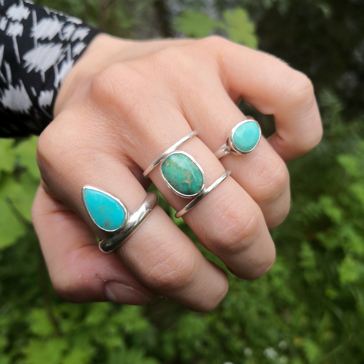 Bague en argent 925 et turquoise taille 52FR