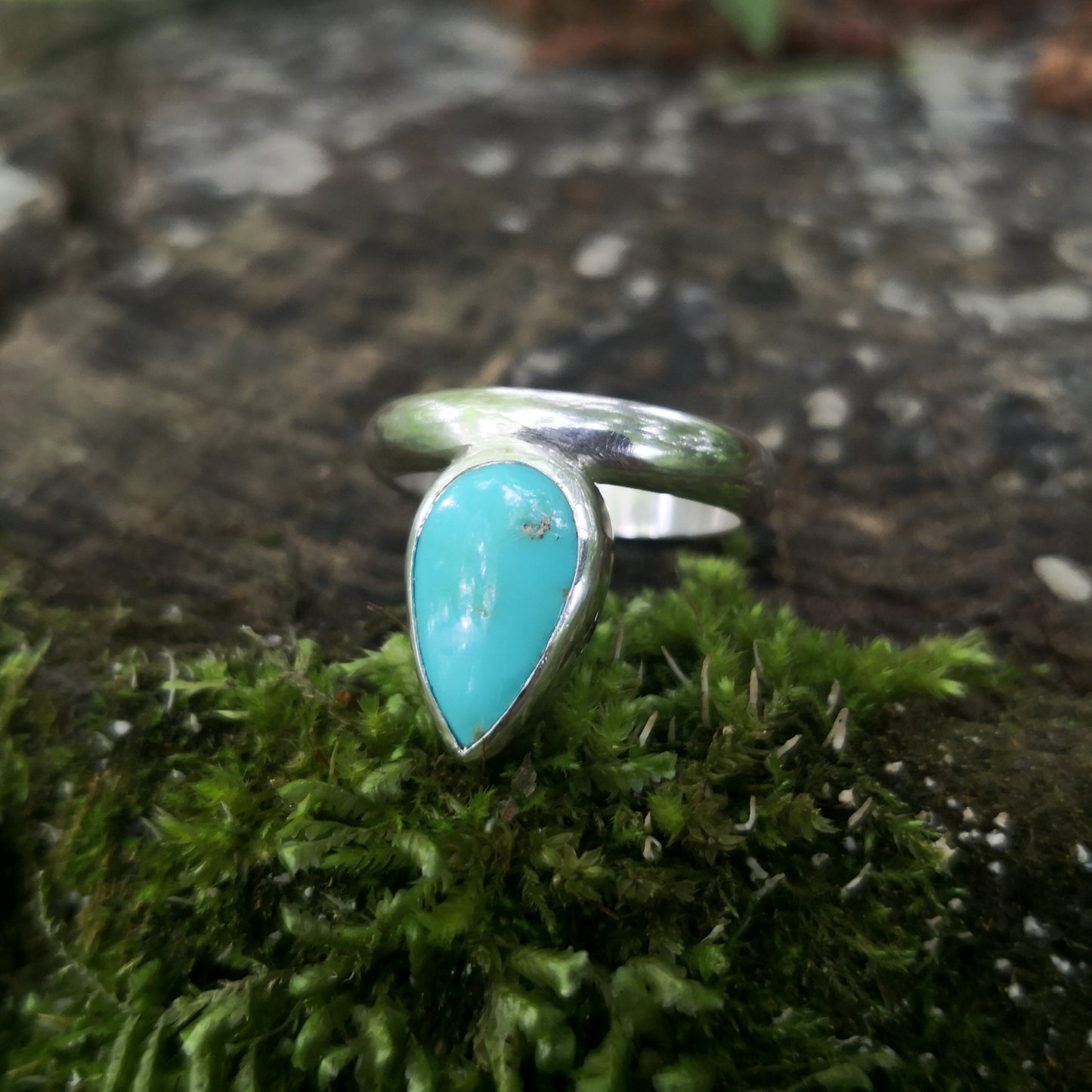 Bague en argent 925 et turquoise poire taille 55FR