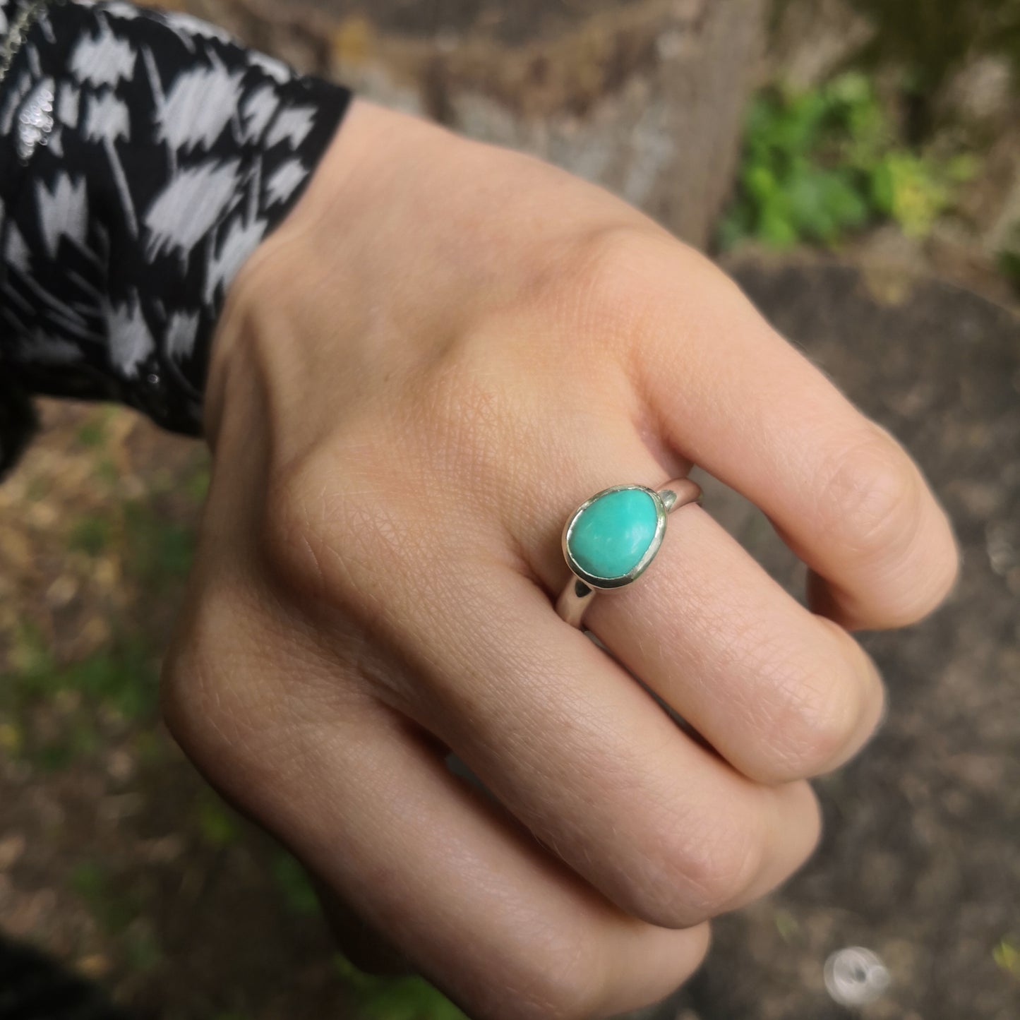 Bague en argent 925 et turquoise taille 52FR