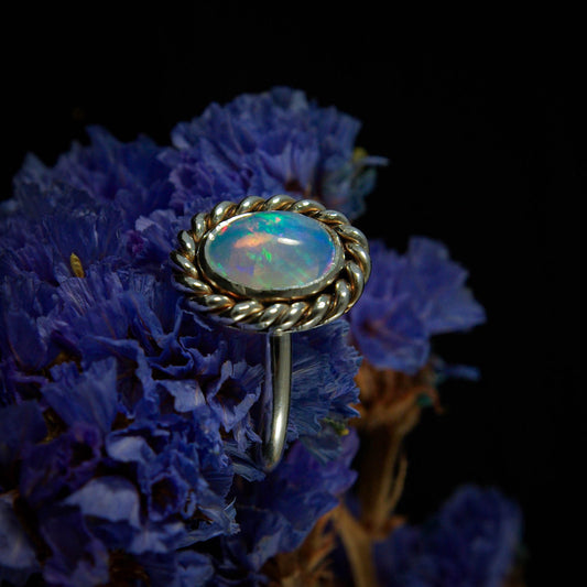 Bague en argent avec Opale et contour torsadé 52FR mini-collection Ô