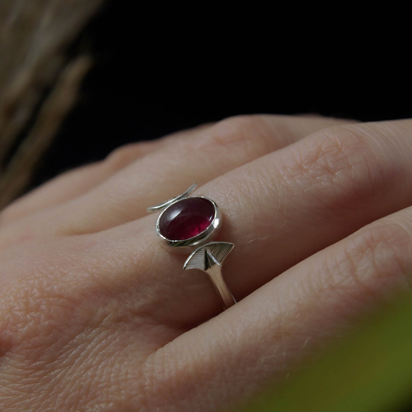 Bague en Argent Tourmaline Rose serti clos 53 1/2 FR