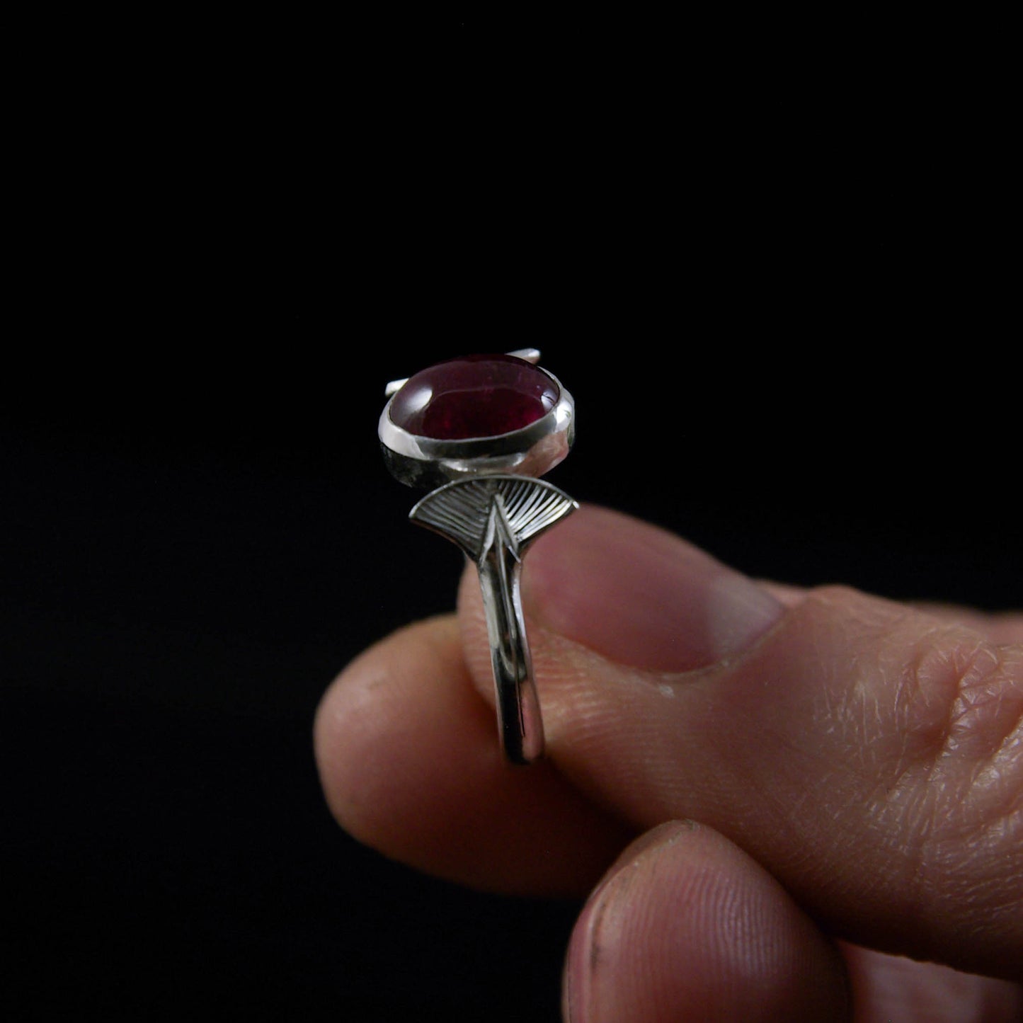 Bague en Argent Tourmaline Rose serti clos 53 1/2 FR