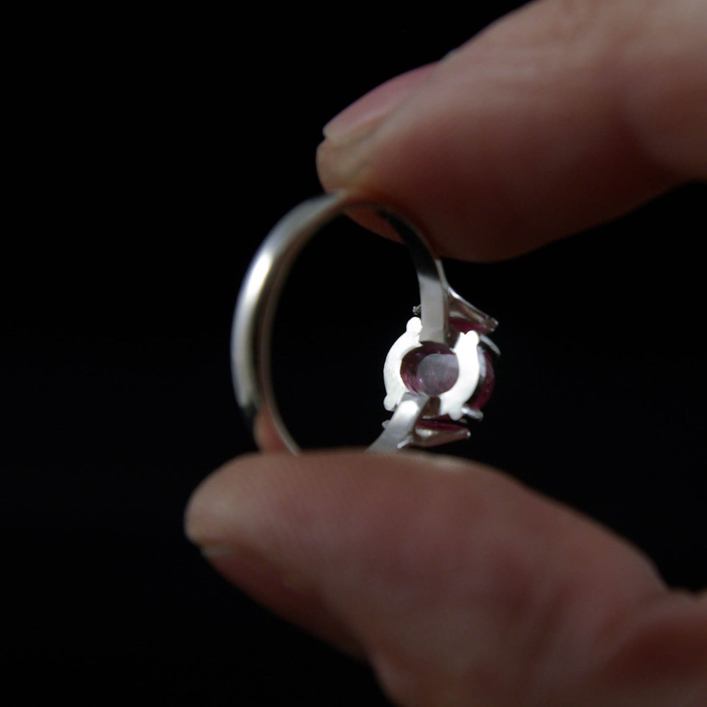 Bague en Argent Tourmaline Rose serti griffe 52 FR