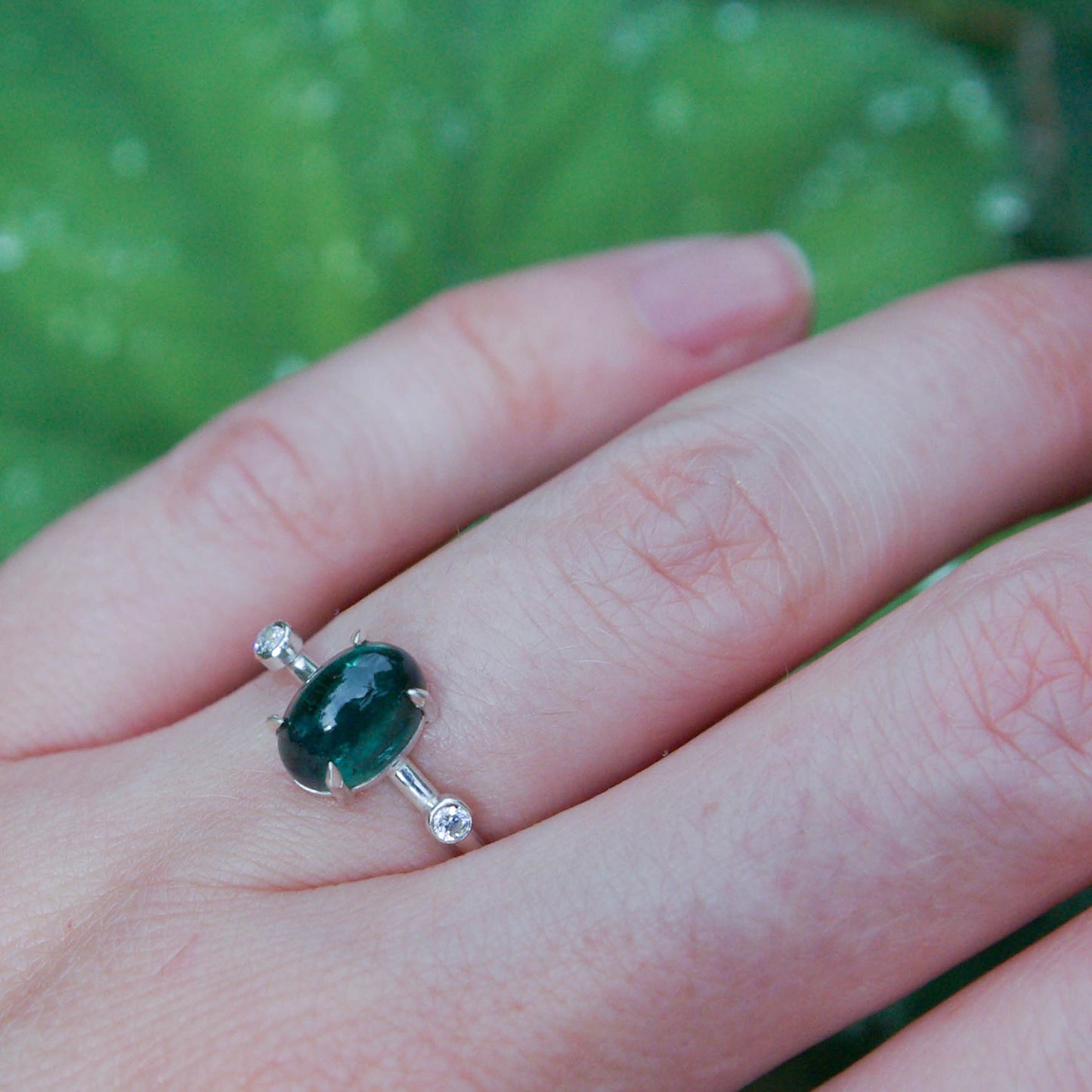 Bague Tourmaline bleu-vert en Argent 925 49FR