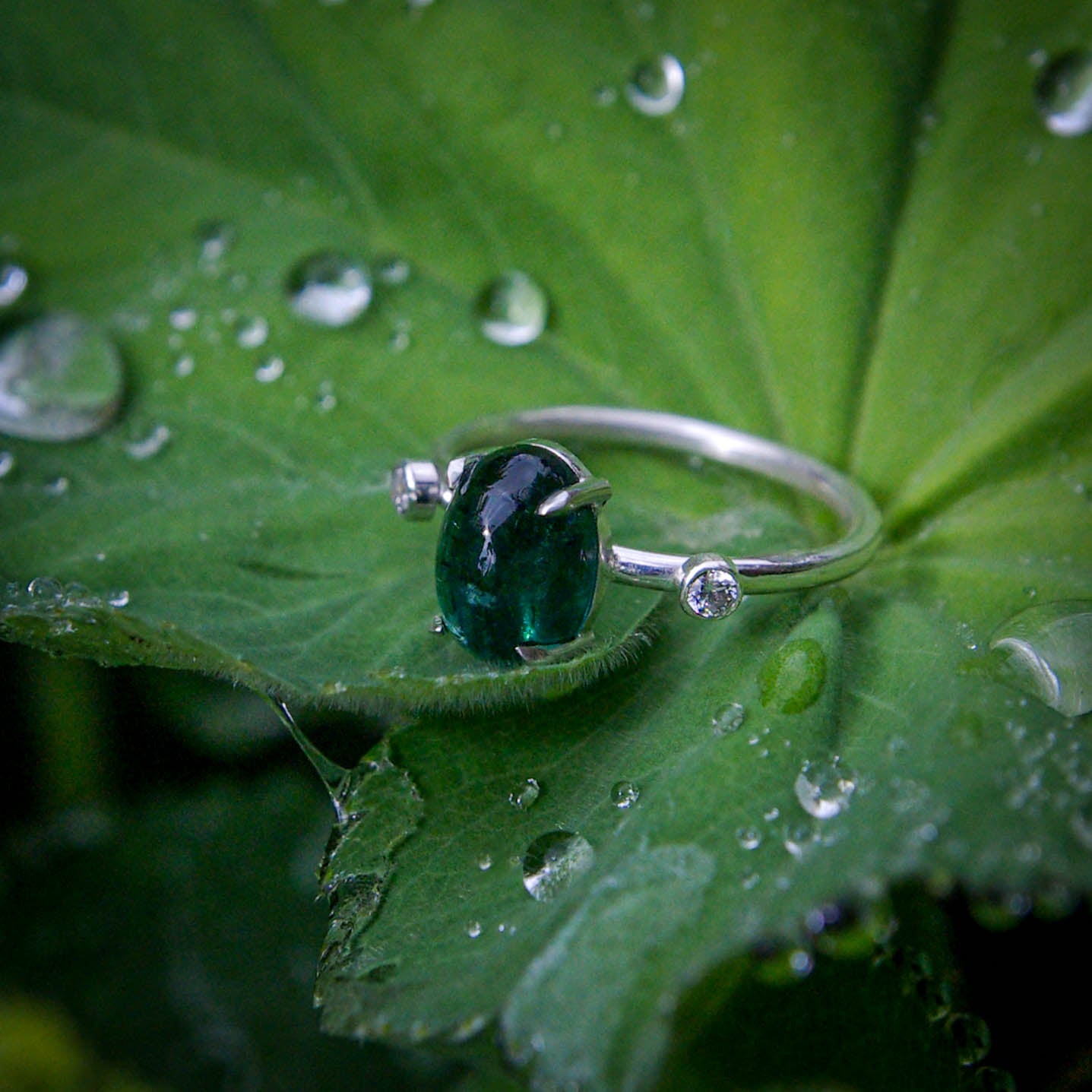 Bague Tourmaline bleu-vert en Argent 925 49FR