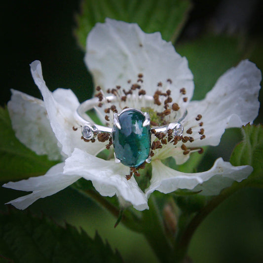 Bague Tourmaline bleu-vert en Argent 925 49FR