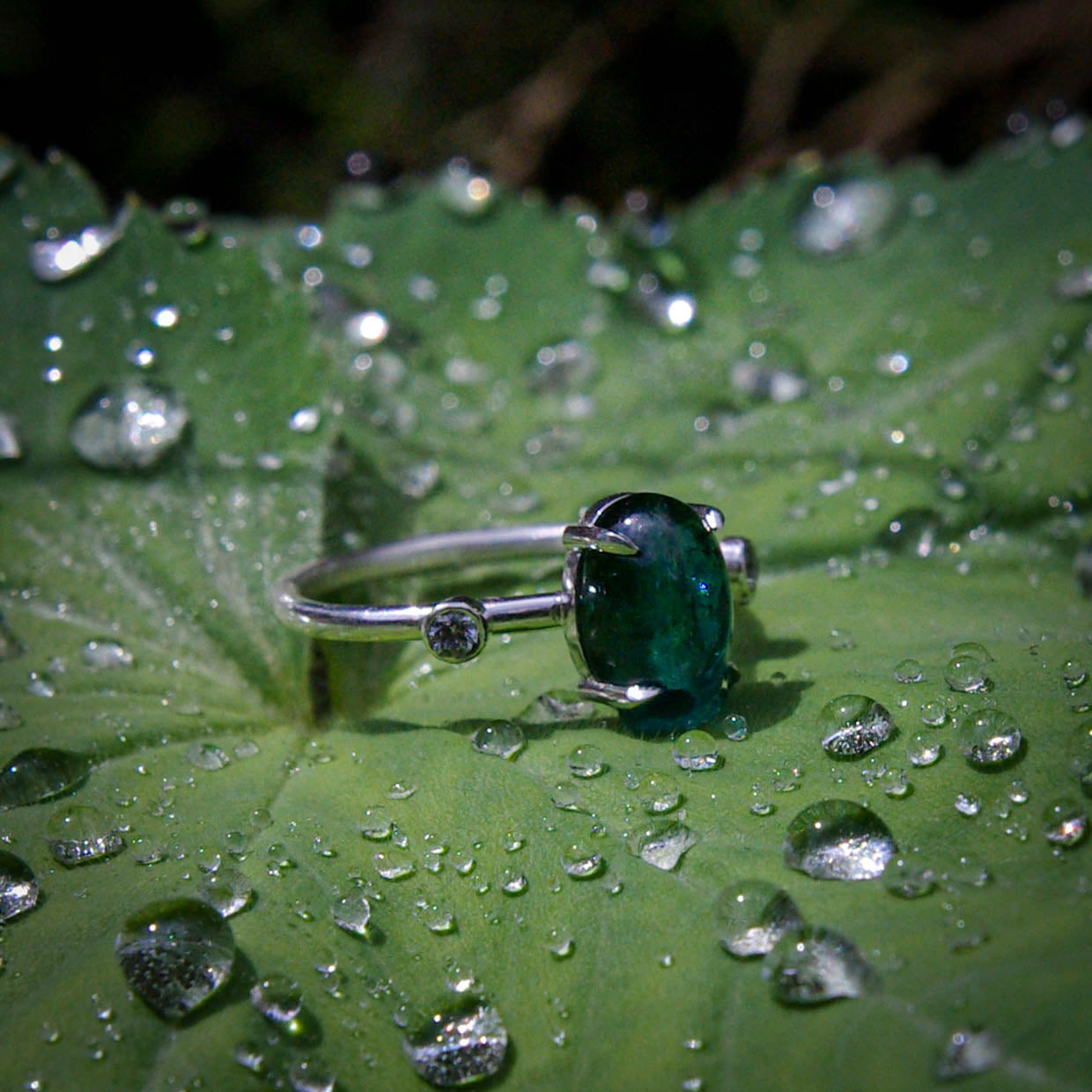 Bague Tourmaline bleu-vert en Argent 925 49FR
