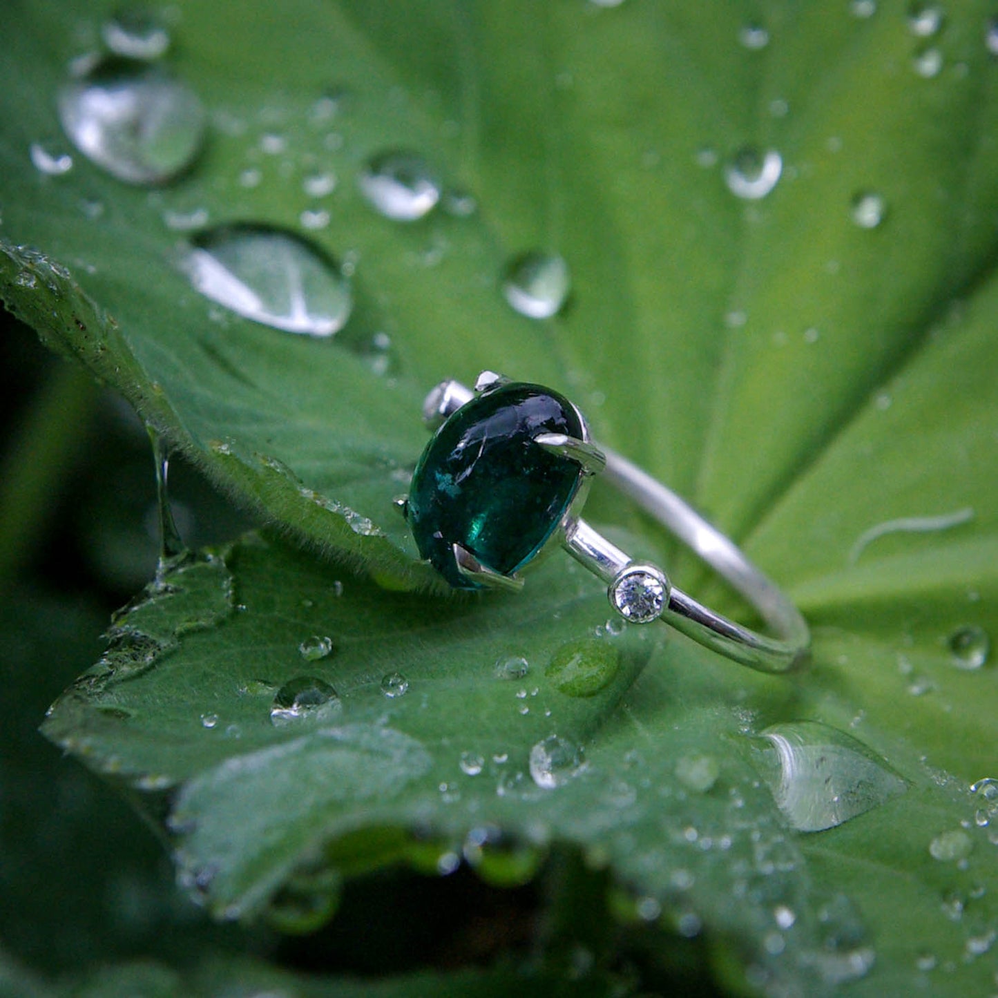 Bague Tourmaline bleu-vert en Argent 925 49FR
