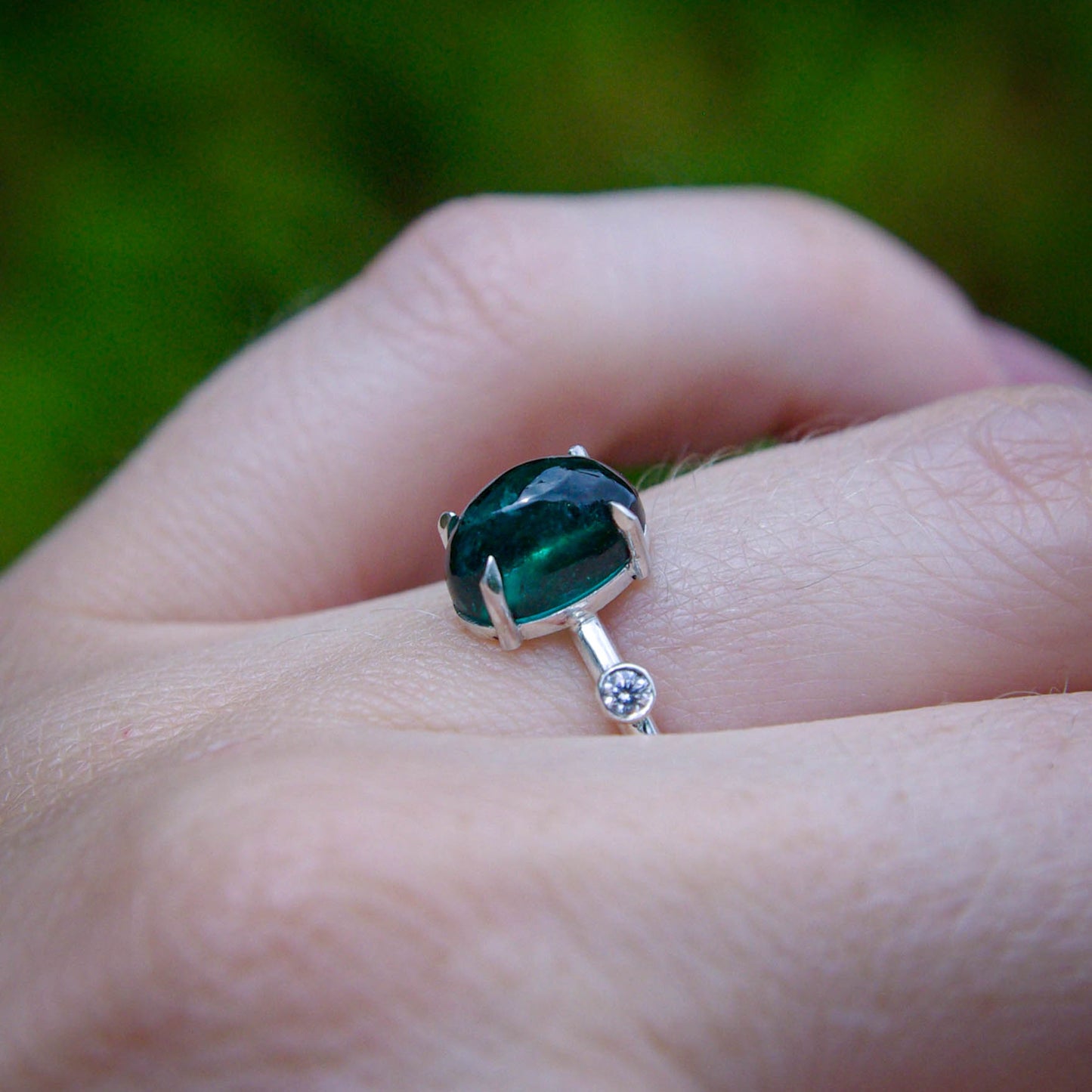 Bague Tourmaline bleu-vert en Argent 925 49FR