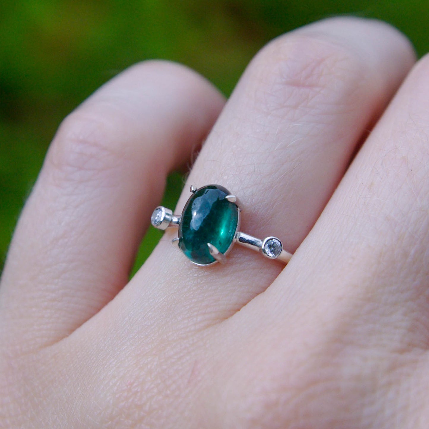 Bague Tourmaline bleu-vert en Argent 925 49FR