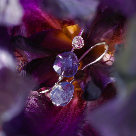 Boucles d’oreilles tanzanites et or 585, mini-collection Violet