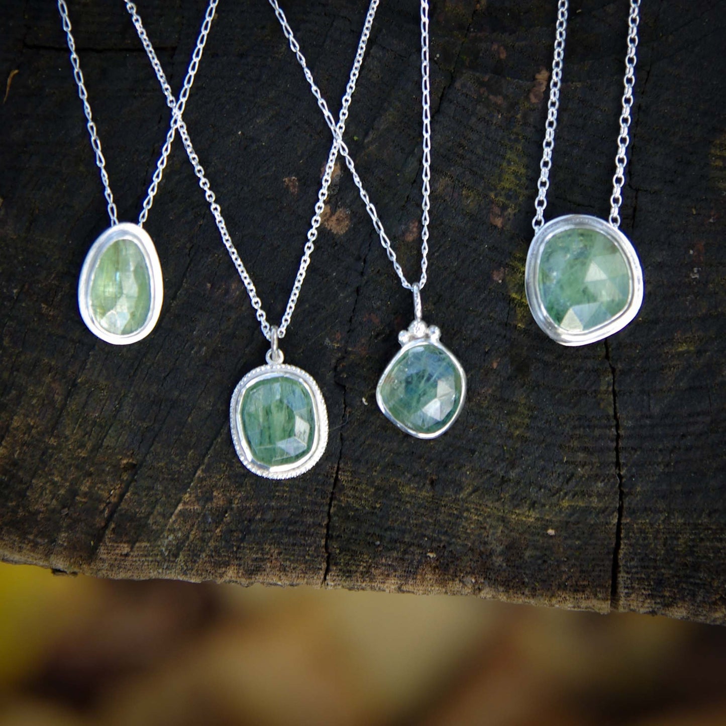 Mini-collection Eden, Pendentif en Argent 925 avec Cyanite verte