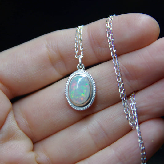 Aurores, pendentif en argent 925 avec opale Welo