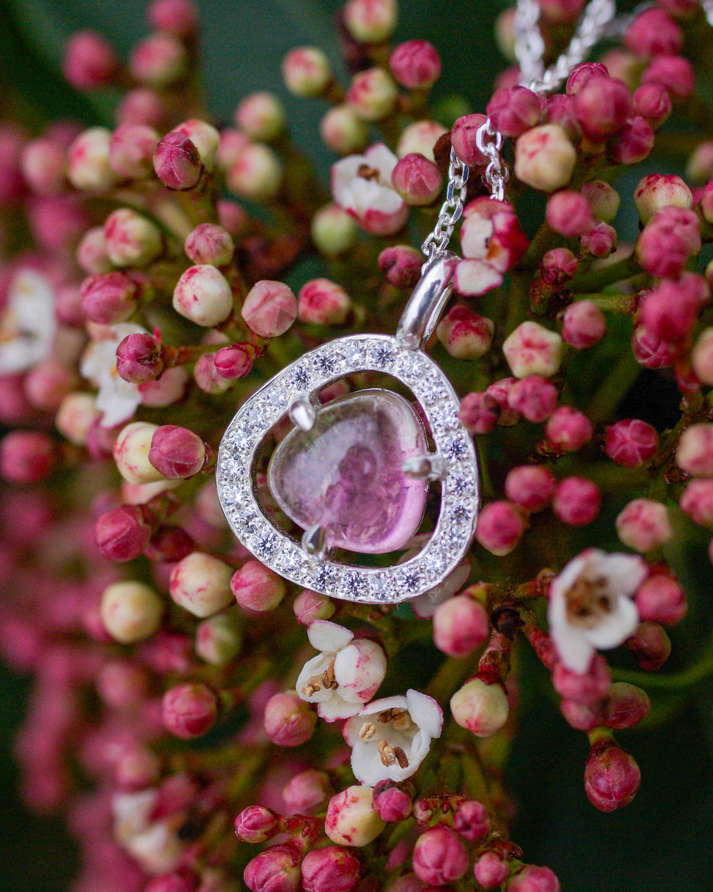 Pendentif en Argent – Tourmaline bicolore Watermelon oxydes de zirconium