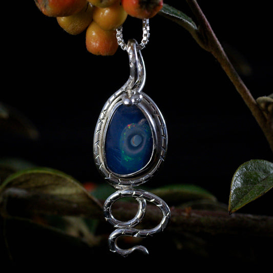 Pendentif Argent 925 Opale Galaxie avec Serpent – Luminescences
